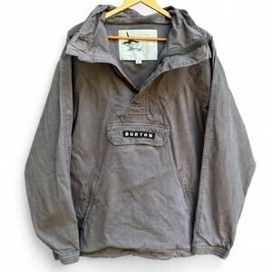 Burton Snowboards Freelight Anorak Jacket Gray Retro Windstopper Hooded Coat